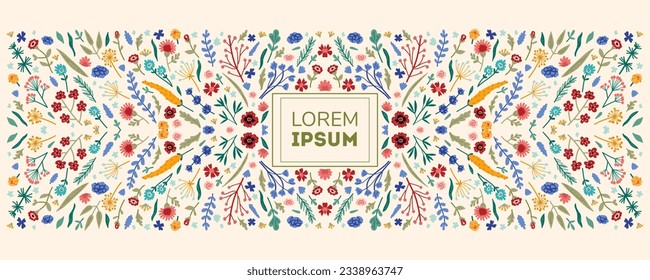 Vector banner templates set with doodles floral invitation cards