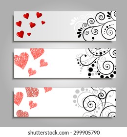 Vector banner templates set with floral elements.