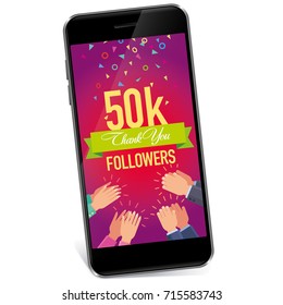Vector banner Thank you to the followers of 50000 subscribers of the approval gadget