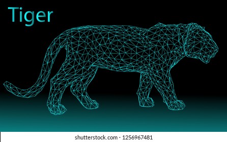 Vector banner tiger structure for scientific scanning.