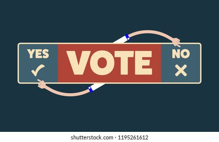 Vector banner with topic of vote yes or no. Vector concept for  printed materials, website, promotional materials.