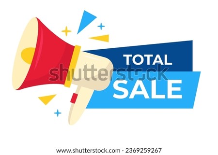 Vector banner total sale countdown badge. Last time offers icon. Last chance, last day promo discount. Megaphone on white background
