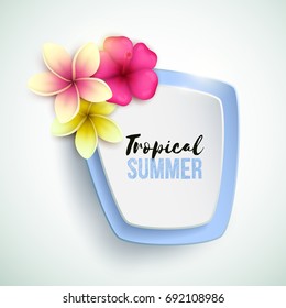 Vector banner with tropical flowers