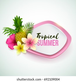 Vector banner with tropical flowers