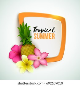 Vector banner with tropical flowers