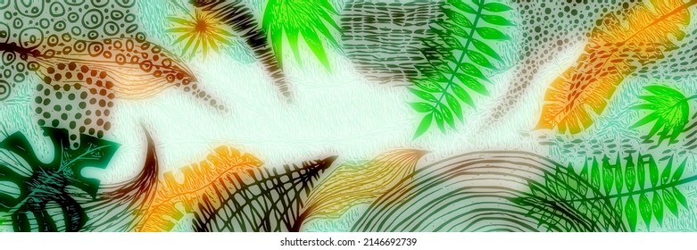 Vector banner of tropical leaves, floral frame