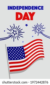 Vector banner for the US Independence Day. US flag, salute, stars