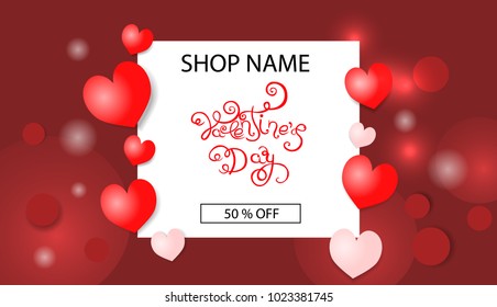 Vector banner for Valentines day with inscription and heart