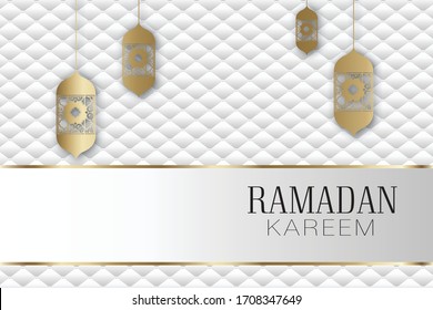 Pancarta vectorial, linternas vintage para el Ramadán que desean el estilo oriental.