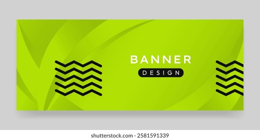 Vector banner with wavy transitions and line elements.