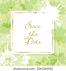 Vector banner with a white paper sheet on a color background. African violet silhouettes, textured leaves and flowers placed around. Vector Illustration for Banners, Posters, Cards, etc.