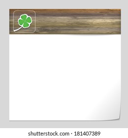 vector banner with wood texture and cloverleaf