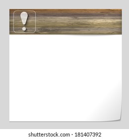 vector banner with wood texture and exclamation mark