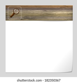 vector banner with wood texture and magnifier
