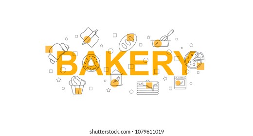 vector banner. Word with line icon. Vector background