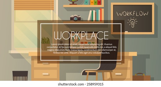 Vector banner. Workplace. Workspace. Quality design illustration, elements and concept. Flat modern style.#2