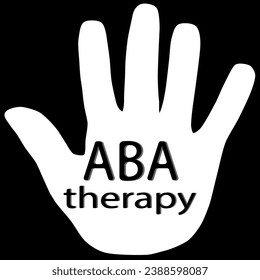Vector banner of World Autism Day, made from a white palm with an inscription, on a black background.World Autism Day April 2nd.