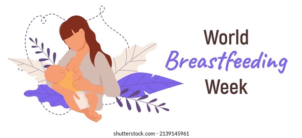 Vector banner. World breastfeeding week celebration