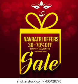 Vector banner,poster or flyer of Navratri celebration,grand discount offers with shiny red background.