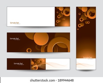 Vector Banners with 3D Circles and Rings.