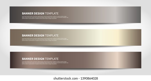 Vector banners with abstract background. Bronze Website headers or footers design