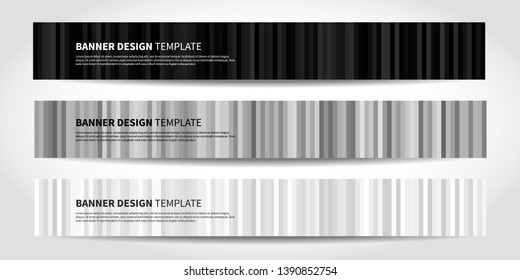 Vector banners with abstract geometric background. Website headers or footers design. Black,white, gray colors