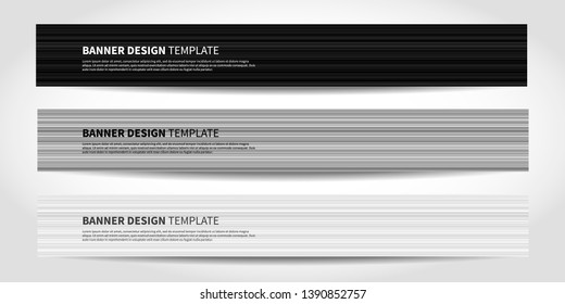 Vector banners with abstract geometric background. Website headers or footers design. Black,white, gray colors