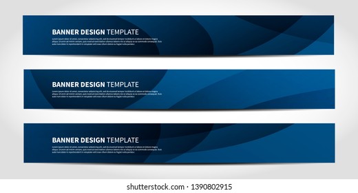 Vector banners with abstract geometric blue background. Website headers or footers design