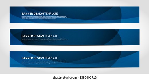 Vector banners with abstract geometric blue background. Website headers or footers design