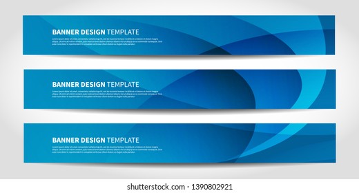 Vector banners with abstract geometric blue background. Website headers or footers design
