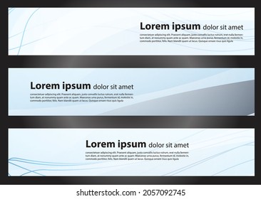 Banderas vectoriales con fondo gris geométrico abstracto. Diseño de encabezados o pies de página del sitio web. Conjunto de tres. Plantilla de diseño de pancarta para encabezado de barra.