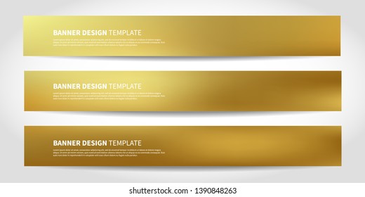 Vector banners with abstract gold background. Golden Website headers or footers design