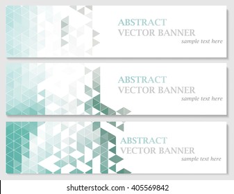 Vector banners with abstract multicolored polygonal mosaic background. Modern geometric triangular pattern. Business design template. EPS 10