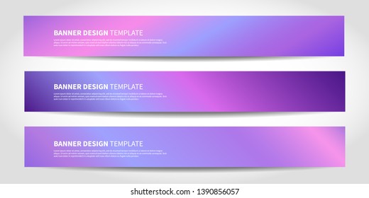Vector banners with abstract neon background. Website headers or footers design