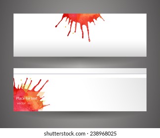 Vector banners of abstract spray paint. Watercolor background. Hand drawn, Colorful header. 