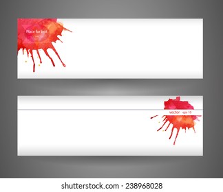 Vector banners of abstract spray paint. Watercolor background. Hand drawn, Colorful header