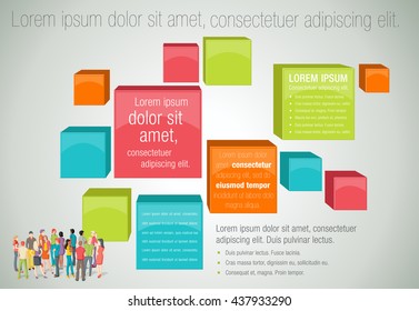Vector banners / backgrounds with business people. 3d design. Text box frames. 
