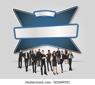 Banderas vectoriales con gente de negocios. Cartel de texto de diseño. 

