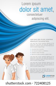 Banderas vectoriales / fondos con una pareja de dibujos animados. Diseño infográfico.
