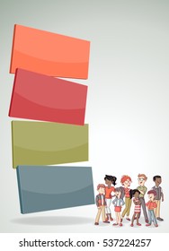Vector banners / backgrounds with cartoon family. Infographic template design.
