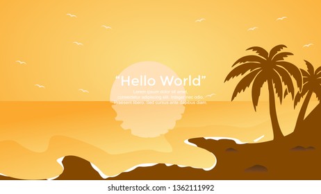 Vector banners with beach landscape illustration