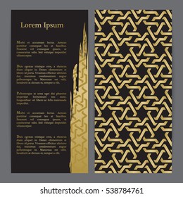Vector banners in black and gold colors. Based on ancient islamic and turkish ornaments. For invitation, banner, postcard or flyer.