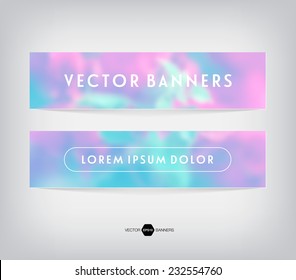 Vector banners with blurred unfocused retro photographic background. Summer flowers.