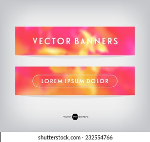 Vector banners with blurred unfocused retro photographic background. Summer flowers.