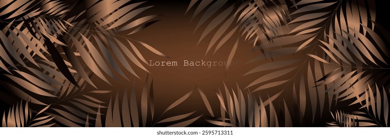 Vector banners with brown gold tropical leaves on a brown background. Exotic wallpaper. vector illustration.summer time 