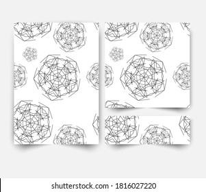 Vector banners and cards black circular patterns on a white background. Banners coupon, shop, gift, buy, sale, web, card, certificate.