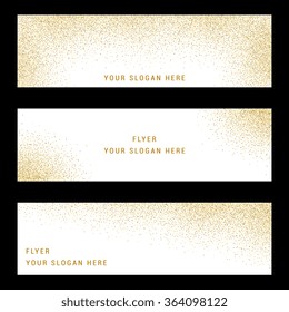 Vector banners and cards gold sparkles on white background. Gold background text. Banners voucher, store, present, shopping, sale, logo, web, card, vip, exclusive, certificate, gift, luxury, privilege