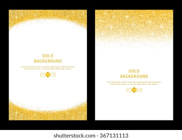 Vector banners and cards gold sparkles on black background. Gold background text. Banners voucher, store, present, shopping, sale, logo, web, card, vip, exclusive, certificate, gift, luxury, privilege
