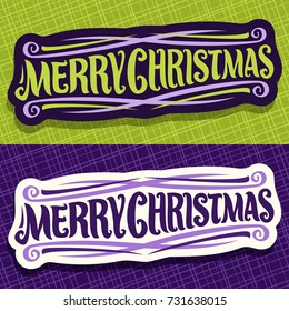Vector banners for Christmas holidays, xmas design logo with flourishes, fun christmas decoration, handwritten calligraphy font for quote greeting text merry christmas on abstract geometric background