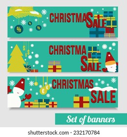 Vector banners Christmas sale EPS10 in flat style